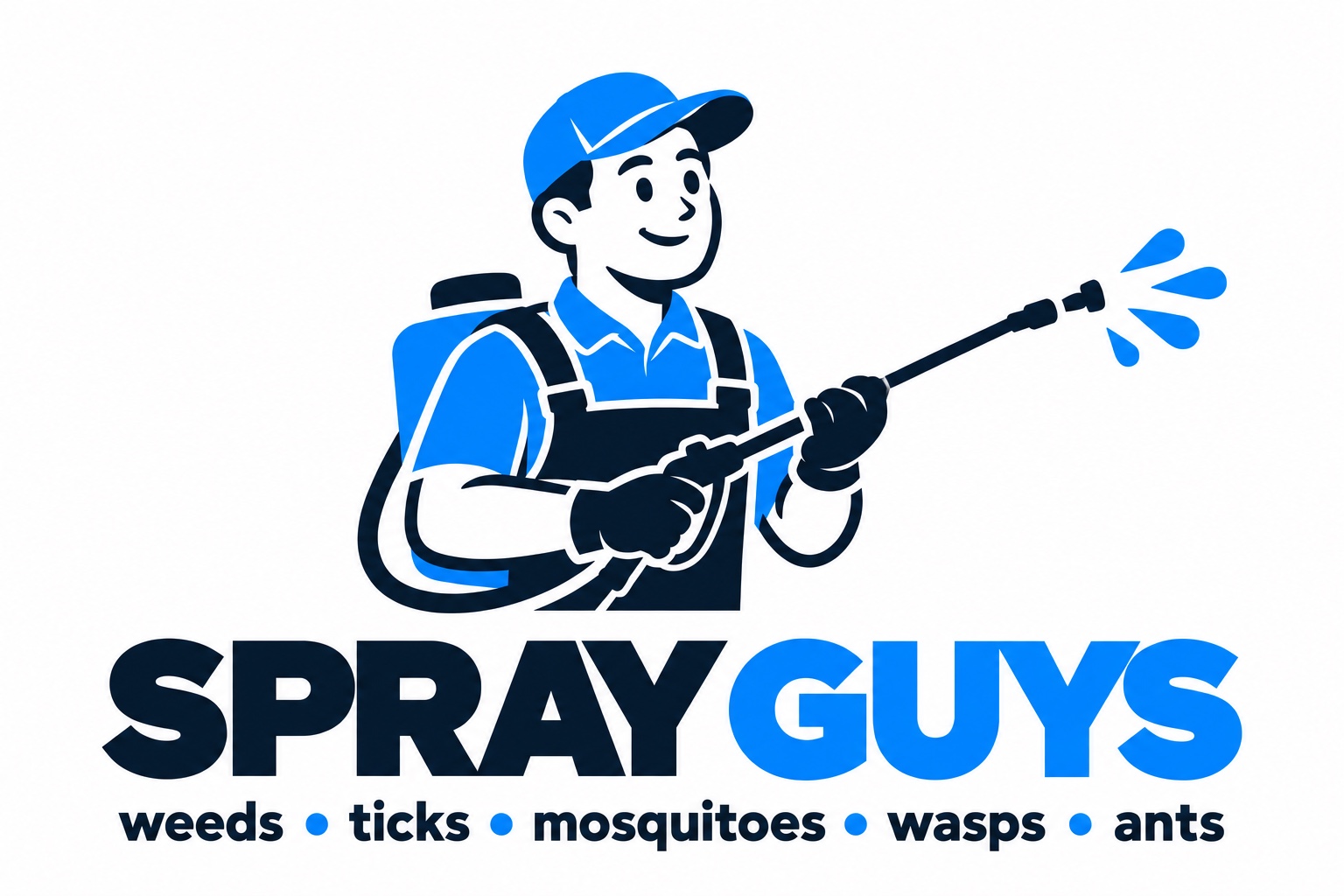 Spray Guys logo: weeds, ticks, mosquitoes, wasps and ants